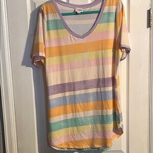 Colorful Striped V-Neck T-Shirt